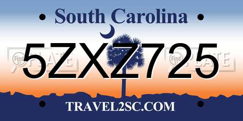 5ZXZ725 South Carolina License Plate