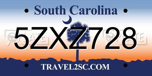 5ZXZ728 South Carolina License Plate