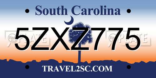 5ZXZ775 South Carolina License Plate