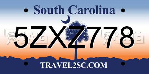 5ZXZ778 South Carolina License Plate