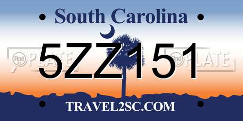 5ZZ151 South Carolina License Plate