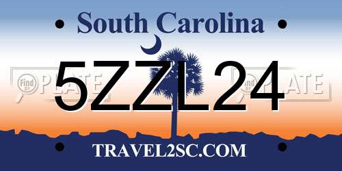5ZZL24 South Carolina License Plate