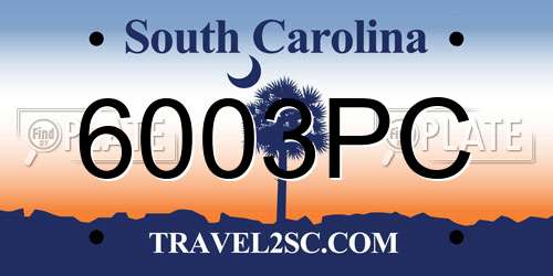 6003PC South Carolina License Plate