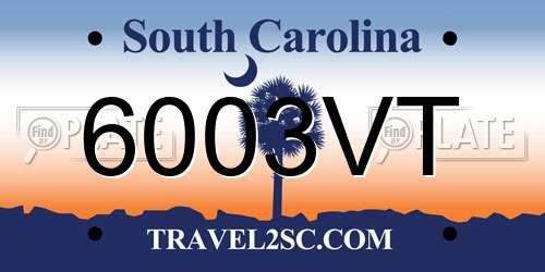 6003VT South Carolina License Plate