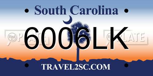 6006LK South Carolina License Plate