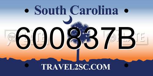 600837B South Carolina License Plate