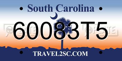 60083T5 South Carolina License Plate