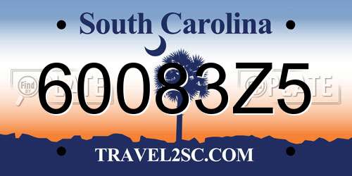 60083Z5 South Carolina License Plate