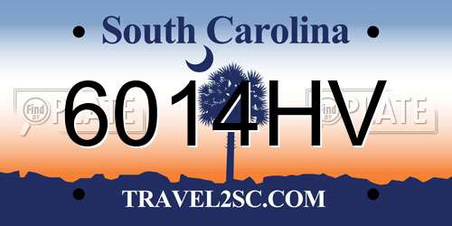 6014HV South Carolina License Plate