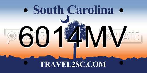 6014MV South Carolina License Plate