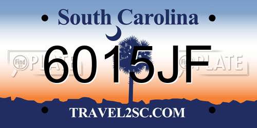 6015JF South Carolina License Plate