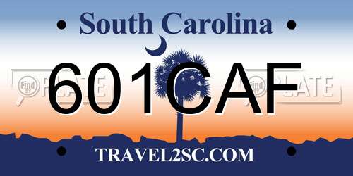 601CAF South Carolina License Plate