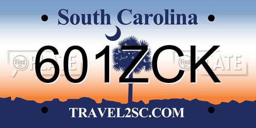 601ZCK South Carolina License Plate