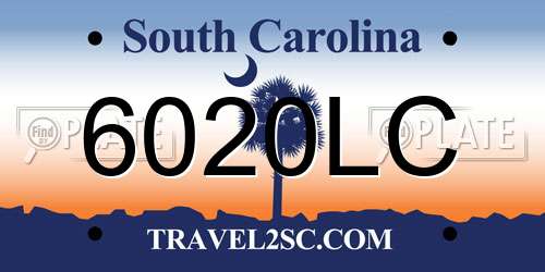 6020LC South Carolina License Plate