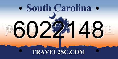 6022148 South Carolina License Plate