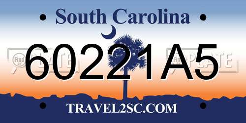 60221A5 South Carolina License Plate