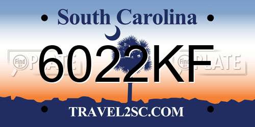 6022KF South Carolina License Plate