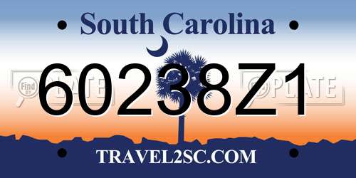 60238Z1 South Carolina License Plate