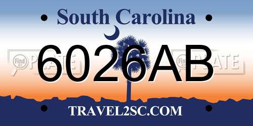 6026AB South Carolina License Plate