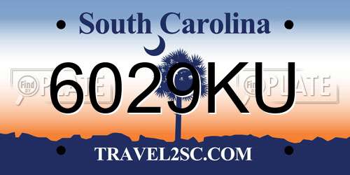 6029KU South Carolina License Plate