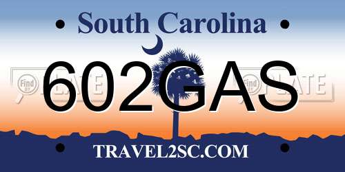 602GAS South Carolina License Plate