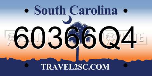 60366Q4 South Carolina License Plate