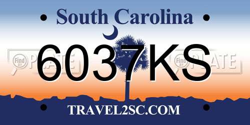 6037KS South Carolina License Plate