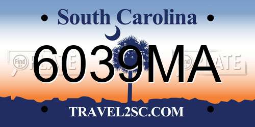 6039MA South Carolina License Plate