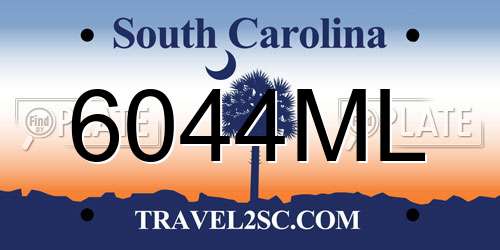 6044ML South Carolina License Plate