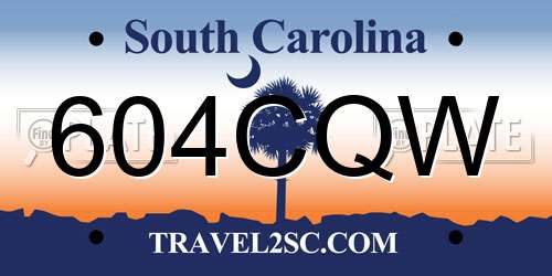 604CQW South Carolina License Plate