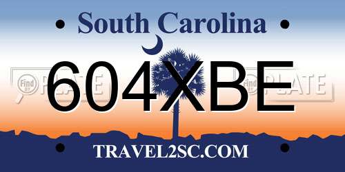 604XBE South Carolina License Plate