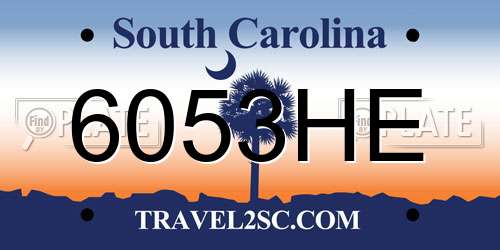 6053HE South Carolina License Plate