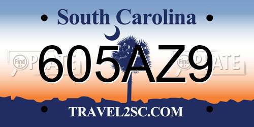 605AZ9 South Carolina License Plate