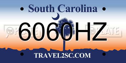 6060HZ South Carolina License Plate