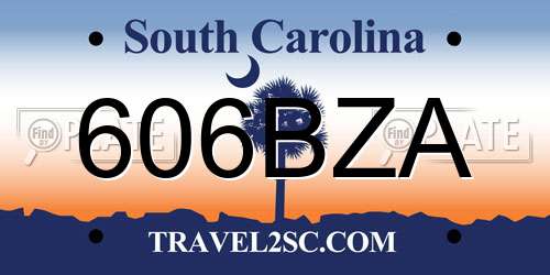 606BZA South Carolina License Plate
