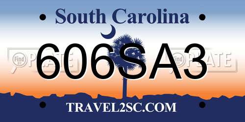 606SA3 South Carolina License Plate