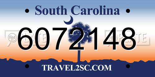 6072148 South Carolina License Plate