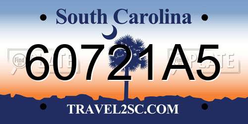 60721A5 South Carolina License Plate