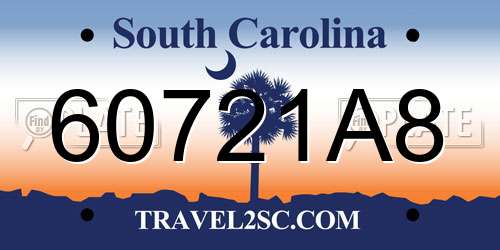 60721A8 South Carolina License Plate