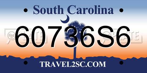 60736S6 South Carolina License Plate