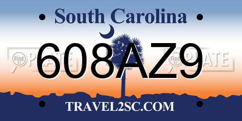 608AZ9 South Carolina License Plate