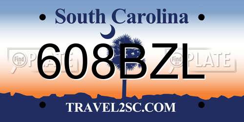 608BZL South Carolina License Plate