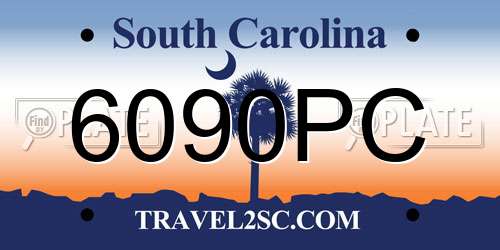 6090PC South Carolina License Plate