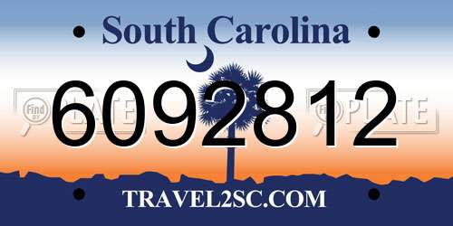 6092812 South Carolina License Plate