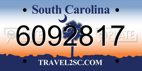 6092817 South Carolina License Plate
