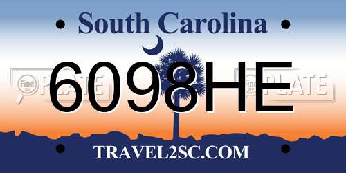 6098HE South Carolina License Plate