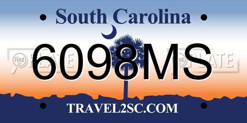 6098MS South Carolina License Plate
