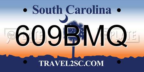 609BMQ South Carolina License Plate