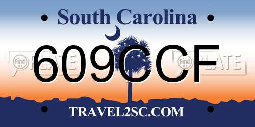 609CCF South Carolina License Plate