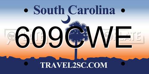 609CWE South Carolina License Plate